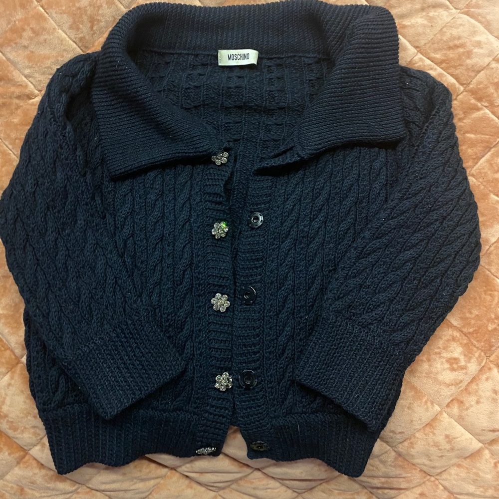 Moschino Cropped Sweater with Rhinestones